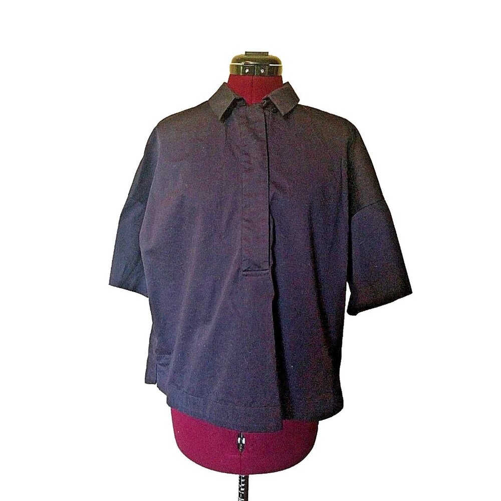MNG Suit Women’s Top Shirt Size 8 Black Short Sleeve Blouse Workwear
